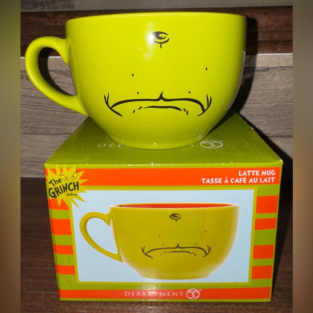 Department 56 GRINCH 18 oz. Double Sided Latte Mug 2022 Green & Red- NEW IN BOX